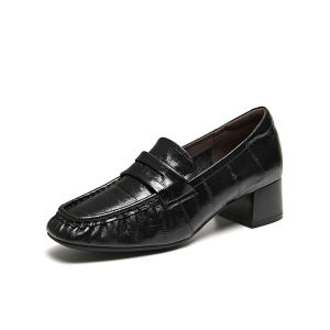 Leather High Heel Black Shoe
