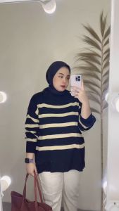 Maudy Sweater Rajut Garis Knit Korean Style atasan rajut wanita