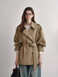 fano studios | Áo Khoác Trench Ngắn Dáng Đôi Cúc Dành Cho Người Thấp