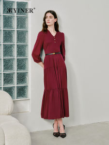Stylish Elegant V-Neck Silk Fitted A-Line Dress