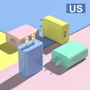 Macaron Smart Fast Charger Adapter and 1m Liquid Silicone Data Cable Set with 2A US Plug Wall Charger