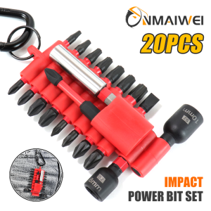 20pcs Electric Screwdriver Head Set Phillips Pozi Slotted Plum Blossom Screwdriver Bit Set S2 Steel Impact-resistant Storage Set