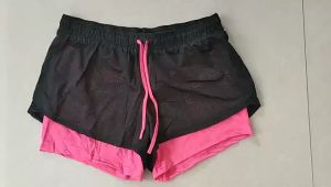 Women 2-in-1 Double Layer Breathable Quick Dry Yoga Shorts Workout Running Mesh Hollow Tights Sport Shorts