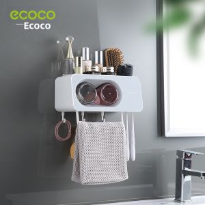 ecoco | No-drill Wall-mounted Toothbrush Holder Mouthwash Cup Tooth Tool Storage Set