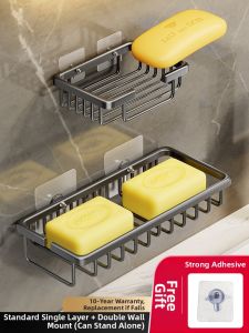 ROLONG | Wall-Mounted Soap Storage No Drilling Drainage Soap Dish for Bathroom