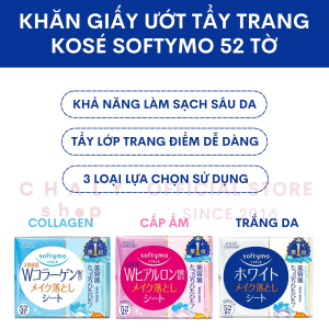 Khăn giấy ướt tẩy trang Softymo Makeup Remover Sheet Kose 52 miếng Nhật Bản