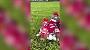 Adorable Sock Monkey 6 Inches The Original Traditional Hand Knitted Stuffed Animal Toy Gift-for Kids Babies Teens Girls and Boys Baby Doll Present Puppet (Red)