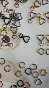 5/10/20/40 Sets Double Opening Swivel Keychain Clips Heart Spring Clasp Hooks Snap Rings for Lanyards Crafts Camping Hiking Gift