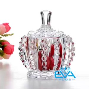 Thố Mứt Thuỷ Tinh Pha Lê Delisoga Hoạ Tiết Hoa Văn Chấm Bi Nổi Phong Cách Royal Sang Trọng / Thố Mứt Tết Chấm Bi Nổi DSGT1028-3.5 M162