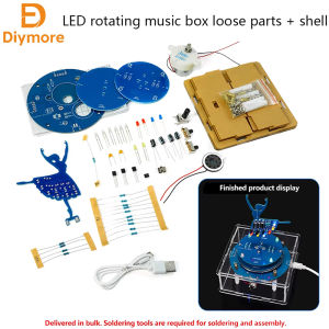 diymore | DC 5V Rotating Music Box Ballet Girl Welding Practice Flow Light Pendant DIY Electronic Kit Welding Practice Parts Micro USB