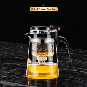 One-press Tea Water Separation Heat Resistant Glass Teapot