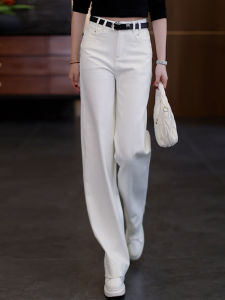 High Waist Wide Leg Cotton Denim Jeans Womens Spring Autumn 2025 New Style Slimming Washed Straight Cut Trousers