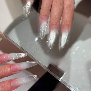 ADHERE White Diamond Crystal Nail Polish Flashing Cats Eye Bottomless Colorless Water-Based Nail Oil Glue 12ml Beauty Tool