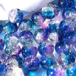 Bộ Hạt Acrylic 8mm Phối Màu - Họa Tiết Vân Nứt Xanh Trắng Tím Để Làm Vòng Tay Vòng Cổ Mặt Dây Chuyền Đồ Trang Sức Tự Làm Trang Trí Tiệc Tùng Lễ Hội