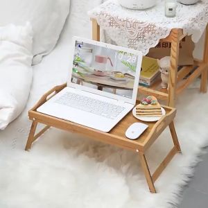 ins wind bed small table foldable dining table desk lazy table wooden solid wood study table