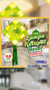 48CM LED Lampu Ketupat Besar Terkini 2026 Bulan Bintang Dekorasi Raya Moon Star Light Eid Decoration Festive Light Deco