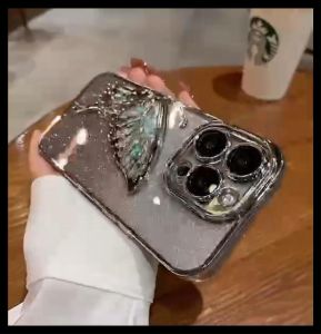 Glitter Gradient Butterfly Case iPhone 11 12 13 14 15 16 pro max 15 16 plus Quicksand kupu-kupu