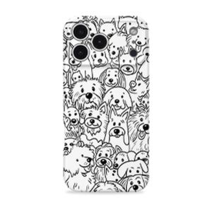 Cute Cartoon Dog Faces Pattern Phone Case for iPhone 17 16 15 14 Pro Max Plus Mini iPhone Air 2-in-1 Dual-Layer PC TPU Cover