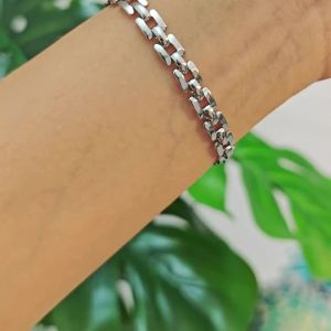 Vnox Cool Wanita Jam Tangan Berbentuk Gelang Rantai Pautan Gelang Pautan Segiempat H Biasa Biasa Boleh Laras