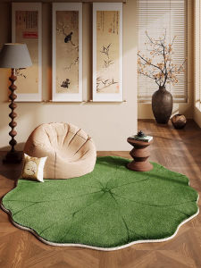 New Chinese Style round Carpet Green Lotus Seat Cushion Living Room Sofa Zen Style Irregular Shaped Floor Mat Home Decor