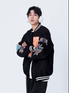 Jacket Varsity Baseball Sukajan NY Series Black Hiphop korean Bordir Premium Jaket Vintage Casual