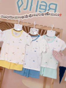 Bộ cộc tay cài vai họa tiết dễ thương BENTY cho bé trai bé gái quần áo trẻ em mềmmịn