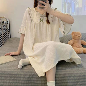 Princess Style Pure Cotton Summer Sleepwear Short Sleeve Loose Womens Dress Sweet Home Clothes Comfortable Breathable Nightgown