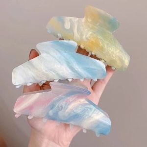 Korean Big Hair Clip Jelly Color Color Changing Grip Clip Acrylic Bathing Shark Clip Back Head Clip Large Shark Clip