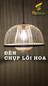 Đèn lồng mây tre gắn trần trang trí hoa tăm kép cho quán cafe phòng bếp