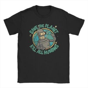 Save The Planet Kill All Humans Futurama Merch Men Women T Shirts Summer Tee Graphic Printed T-shirt Clothing