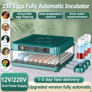 UNICO Fully Automatic Temperature Controlled Incubator 12/24/48/64/130 eggs digital incubator dual power flip farm incubator