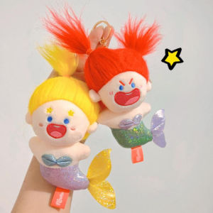Cute Mermaid Fluffy Car Key Chain Cute Cartoon Doll Toy DIY Charm Bag Accessories Cute Festivals Creative Gift Cotton Bag Pendant
