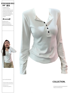 Loose Long Sleeve round Neck T-Shirt Womens Korean Style Inner Wear Top White Autumn Season plus Size Slimming Base Layer