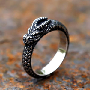 NEW 316L Stainless steel Nordic Mythology Giant dragon Animal ring Pagan Odin Amulet scandinavian fashion jewelry free shipping