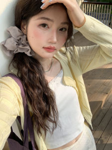 Yellow Lace Crochet Cardigan New 2026 Korean Style For Dresses