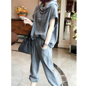 Bộ Đồ Thể Thao Nữ Mùa Hè Thường Ngày Rộng Rãi Cỡ Lớn Hai Mảnh Áo Nỉ Chạy Bộ Thoải Mái Cotton Trang Phục Thể Thao