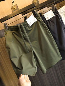 Fashionable Pure Color Elastic Waist Shorts Mens Summer Loose Fit Urban Style Casual Pants Breathable Moisture Wicking