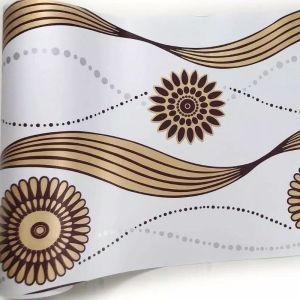 wallpaper sticker dinding motif panel gold kayu 8m x 45cm