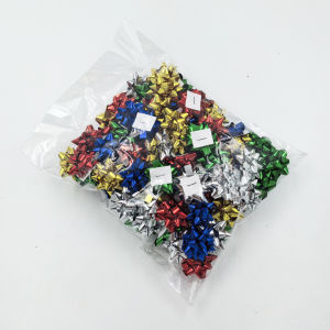 1 Inch Mini Star Bow Assorted Colors PET Ribbon Little Gift Bows for Christmas Holidays Party Decoration Presents Wrap -100pcs