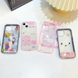 Flower Floral Phone Case For iPhone 17 Pro Max 15 16 13 11 12 14 Air 17promax 16promax Clear 2 IN 1 Candy Color Frame Soft Cover