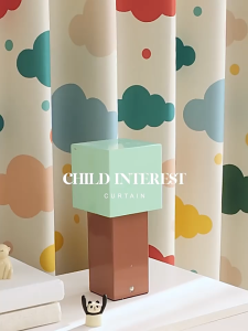 Cartoon Cute Rainbow Cloud Pattern Curtain Ring Blackout Curtains For Room Kurtina