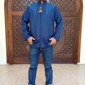 Baju Koko Remaja/Dewasa Warna Lengan Panjang Bordir