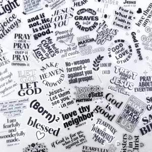 50pcs Black & White Bible PET Stickers Decals For Laptop Notebook Suitcase Skateboard Guitar DIY Aesthetic Transparent Stickers