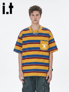 FINGERCROXX | Retro Stripe Patch Pocket Drop Shoulder T-Shirt