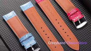 Leather Band Universal Crocodile Pattern Design for Quartz Watch Straps 18mm 20mm 22mm Replacement Bracelet Wristband with Tools