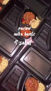 Mika Box Bento Sekat 4 + Tutup/ Mika Tray Bento Kotak Hitam idealpack/ Kotak Makan Plastik Bento/isi 25 pcs