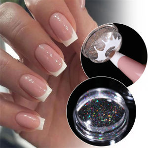 Transparent Silicone Nail Art Stamping Kit French Design for Manicure Plate Stamp Polish Seal Two Side Stamper Scraper Tool