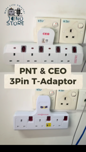 PNT and CEO 3pin/multi universal 3/4 way T-Adaptor with surge protector & SIRIM Malaysia