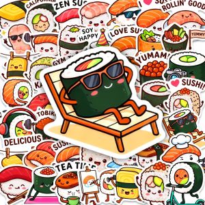 50 PCS Personified Sushi Cartoon Fun Stickers Decorate Suitcase File Folder Phone Stationery Box Laptop Waterproof Stickers