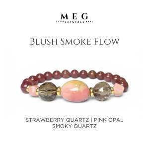 MEG Blush Smoke Flow bracelet with strawberry quartz pink opal and smoky quartz beads.